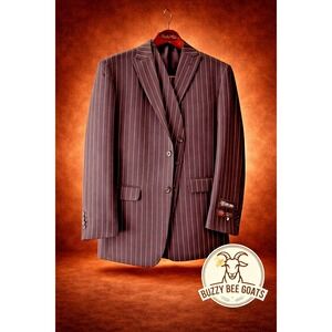 STACY ADAMS 3 PIECE SUIT BLACK PINSTRIPE MENS 40R 33W NEW